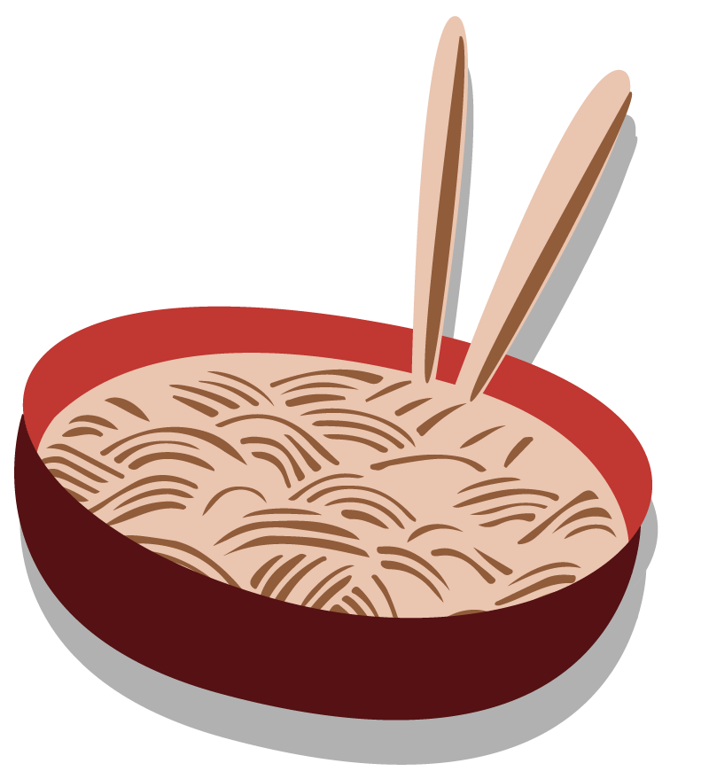 graphic of a bowl of noodles with chopsticks in it